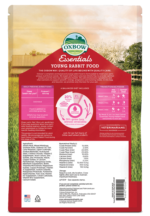 Oxbow Essentials Young Rabbit Food Chicago IL Liz s Pet Shop