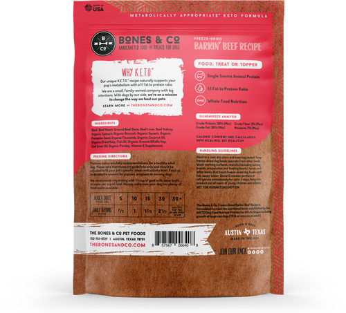 Bones & Co. Barkin' Beef Freeze-Dried Keto Formula Dog Food