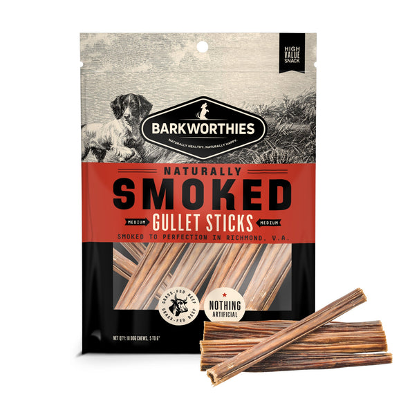 Barkworthies Naturally Smoked Gullet Sticks Dog Treats