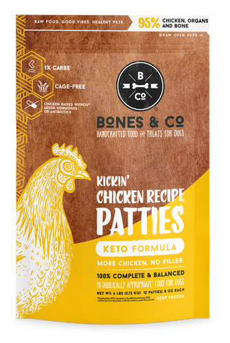 Bones & Co. Kickin' Chicken Recipe Patties Raw Dog Food (18 lb)