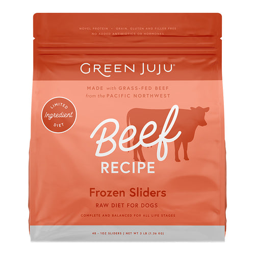 Green Juju Beef Recipe Frozen Patties & Sliders for Dogs