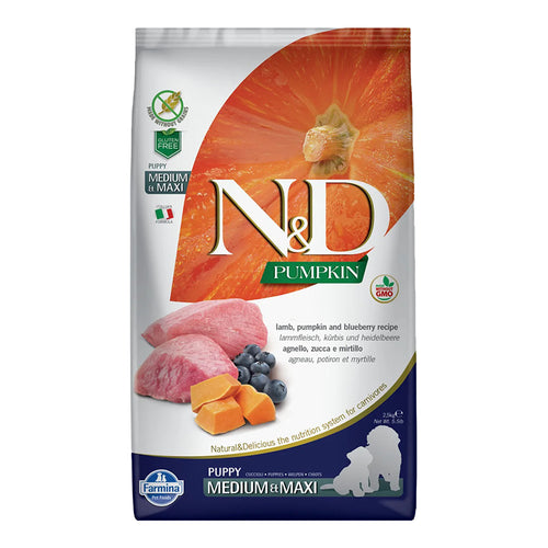 Farmina N&D Pumpkin Formula Medium & Maxi Lamb & Blueberry Puppy Food