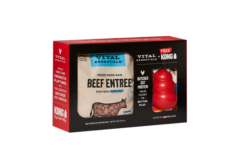 Vital Essentials Freeze Dried Beef Mini Nibs & Kong Bundle