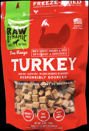 Raw Dynamic Freeze Dried Turkey Formula for Dogs