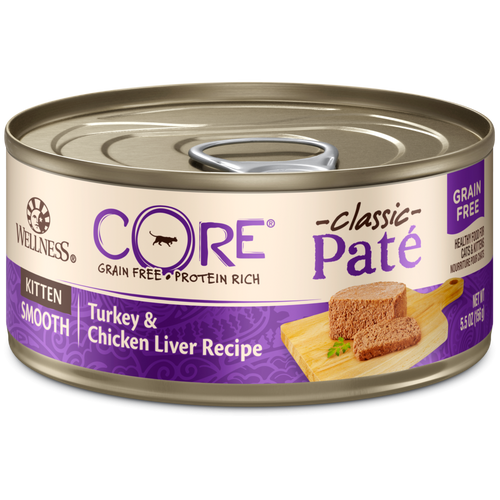 Wellness CORE Grain Free Natural Kitten Health Turkey and Chicken Smooth Pate Canned Cat Food