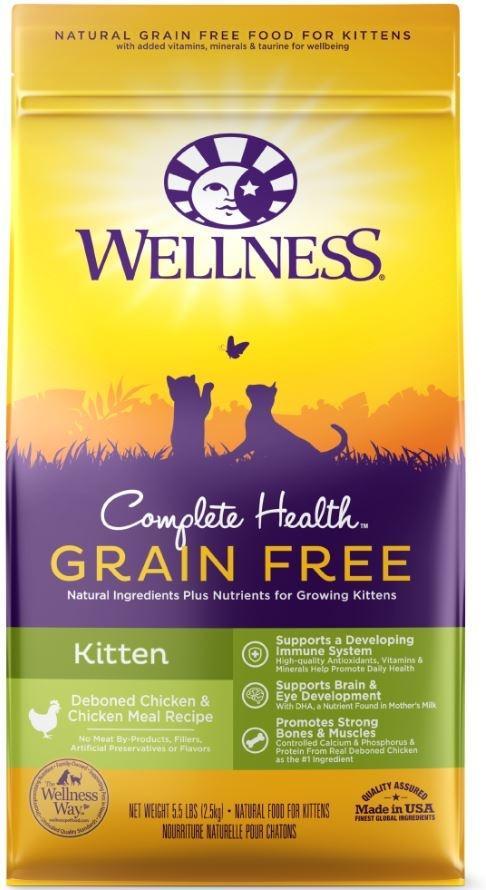 Wellness Complete Health Natural Kitten Grain Free Deboned Chicken and Chicken Meal Dry Cat Food