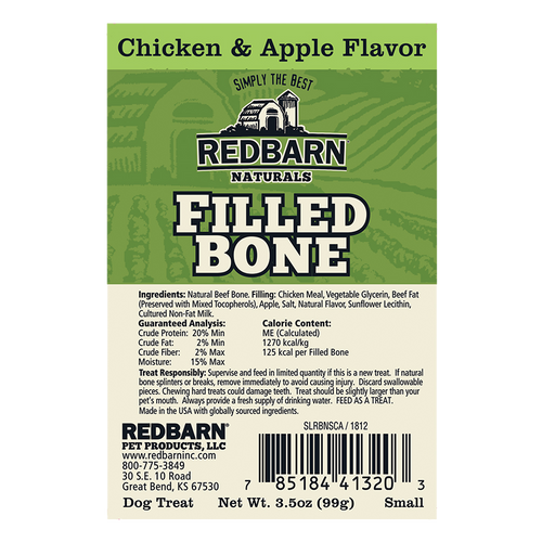 Redbarn Natural Filled Bone Chicken & Apple Flavor