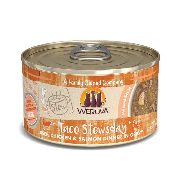 Weruva Cat Stew!  Taco Stewsday Beef, Chicken & Salmon Dinner in Gravy