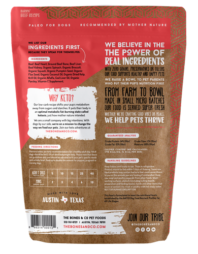 Bones & Co. Barkin' Beef Recipe Raw Frozen Mini Patties Dog Food