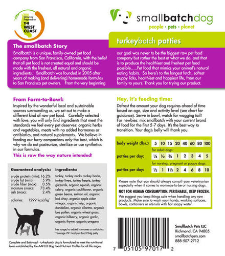 Smallbatch Turkeybatch Frozen Dog Food